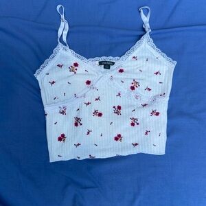 Wild Fable Ribbed Crop Camisole in White and Red